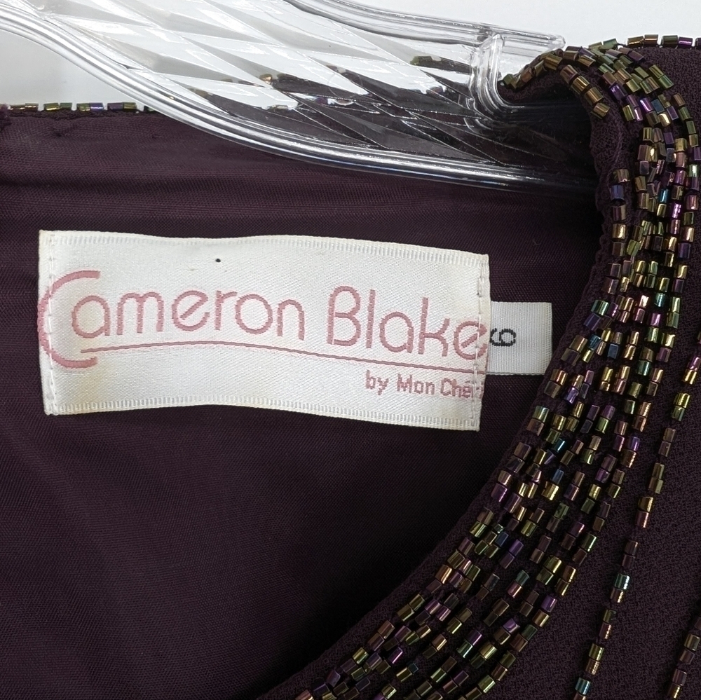 Cameron Blake by Mon Cheri Formal Long Dress Beaded Mother of the Bride Purple 6 - Picture 5 of 9